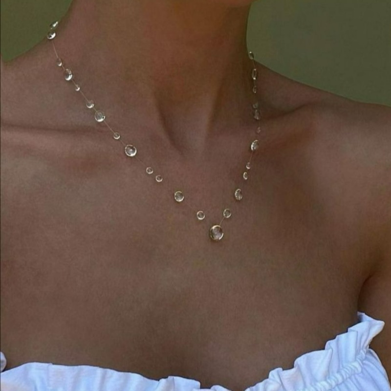 Resin Art Necklace - Прозрачное ожерелье с каплями воды, прозрачные