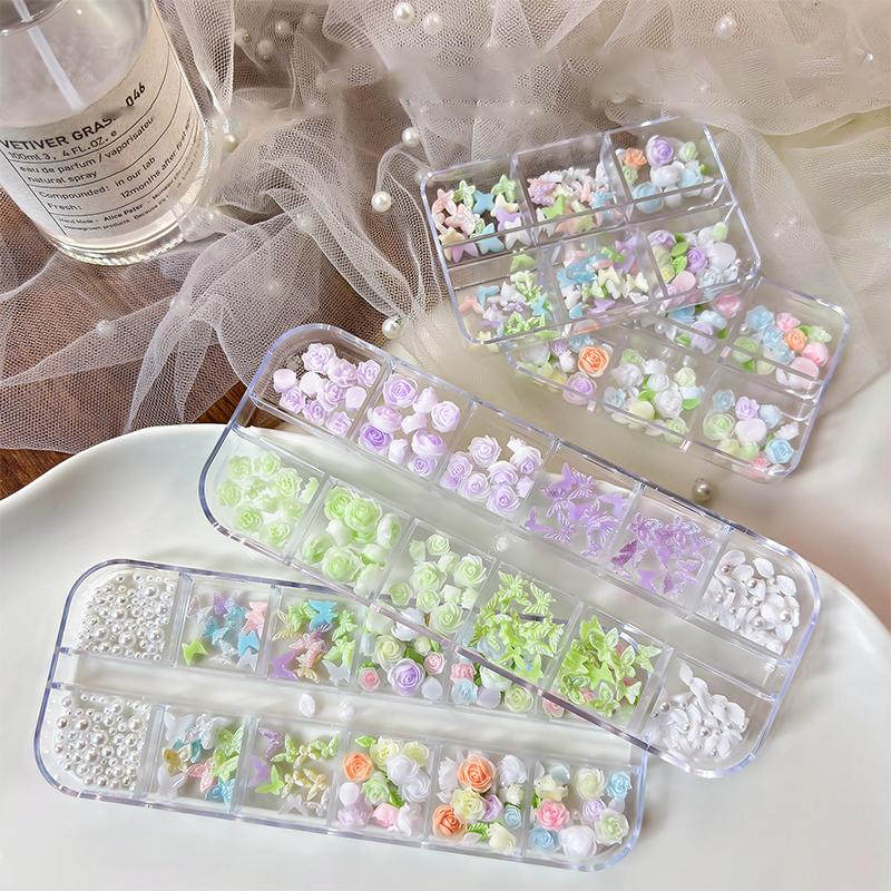 Resin Art Using Flowers - Набор для 3D-дизайна ногтей: 6/12 сеток,