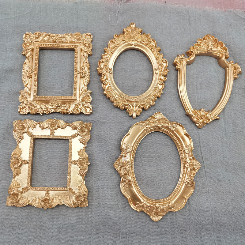 Resin Art Photo Frame - Мини-золотая маленькая фоторамка, реквизит для съемки,