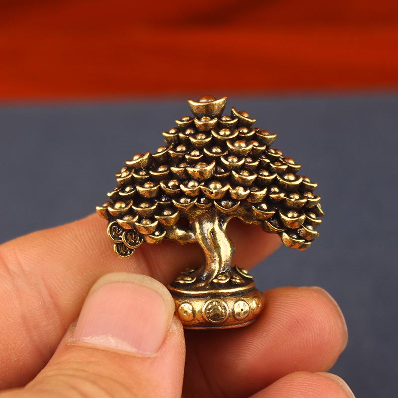 Resin Art Tree - Винтажная латунная скульптура «Денежное дерево» в