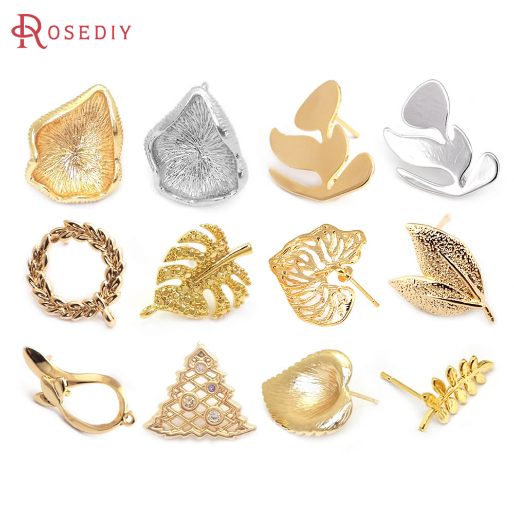 Серьги-гвоздики латунные в вид – обзор и цена Gold Leaf Foil